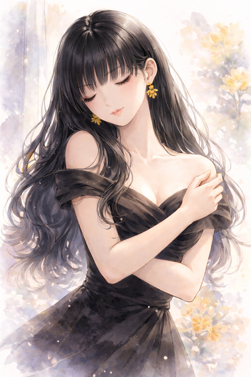 ナルシソ ロドリゲス フォーハーをイメージした黒髪の女性イラスト